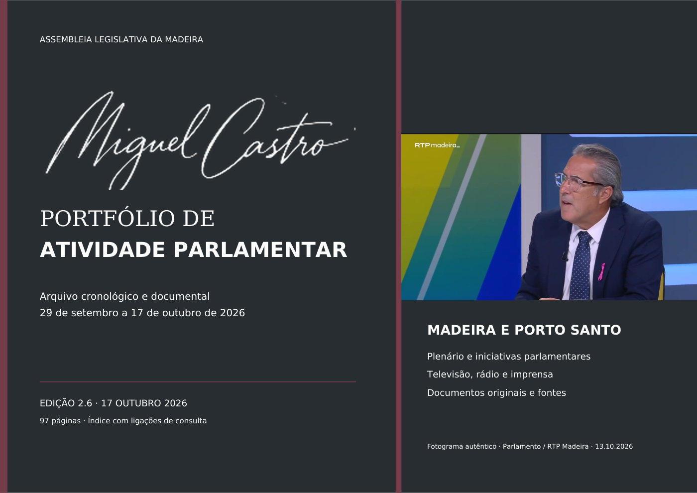 Página 1 do portfólio parlamentar